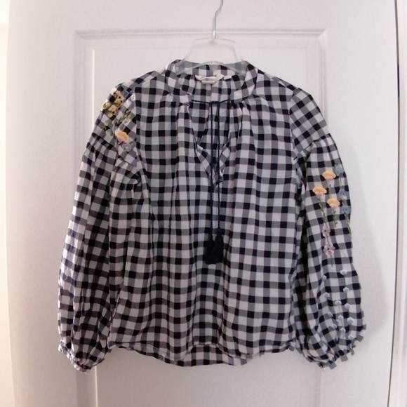 💙 H&M Bohemian Top With Balloon Sleeves - Picture 1 of 3